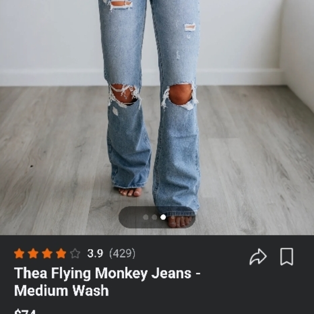 Thea Flying Monkey Women’s Distressed Bootcut Jeans - Medium Wash Blue